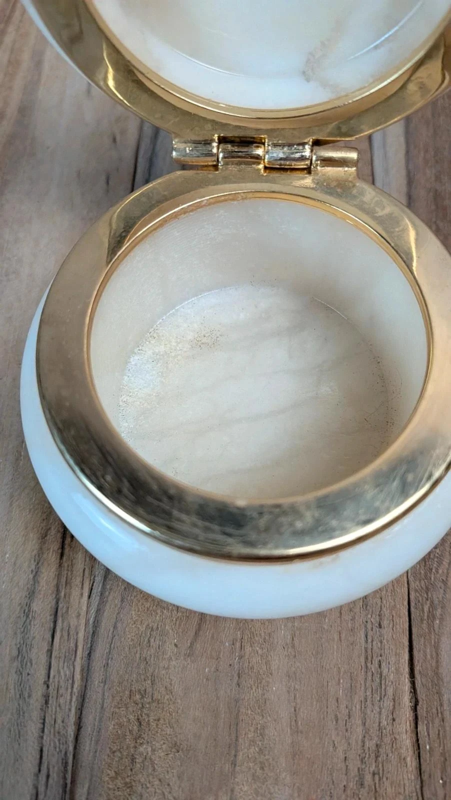 Kleine vintage alabaster sieradendoos met bloemmotief – photo 4